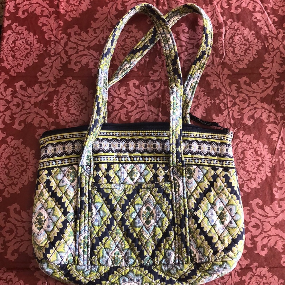 Vera Bradley Green and Blue Print Bag- flaws